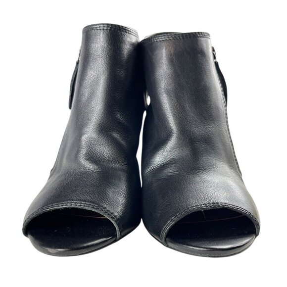 Aldo Black Leather Upper Open Toe Open Heel Booties Zipper Detail Size 7.5 - Picture 6 of 16